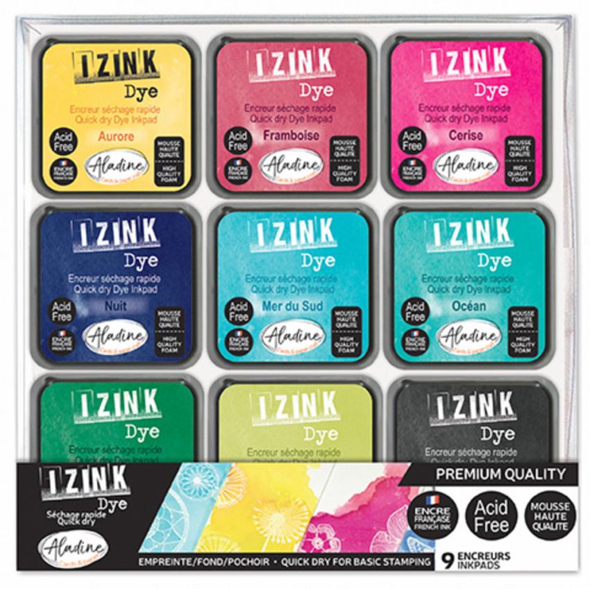 Aladine - Izink Dye Ink Pad Set - 9 Pigment Stempelkissen