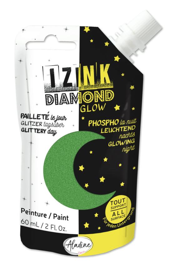 Aladine - Glitzer & Nachtfarbe "Green" Izink Diamond Glow Paint 60ml