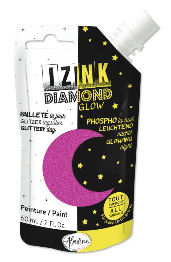 Aladine - Glitzer & Nachtfarbe "Pink" Izink Diamond Glow Paint 60ml