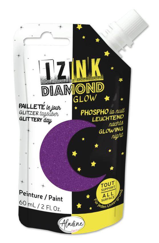 Aladine - Glitzer & Nachtfarbe "Purple" Izink Diamond Glow Paint 60ml