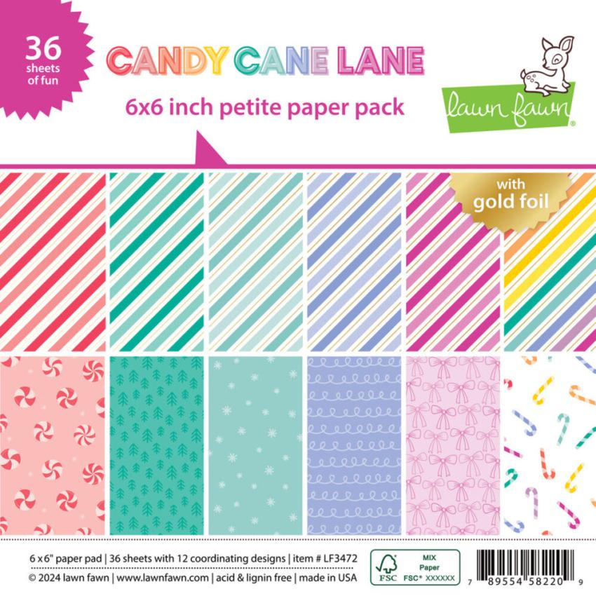 Lawn Fawn - Designpapier "Candy Cane Lane" Paper Pad 6x6 Inch - 36 Bogen