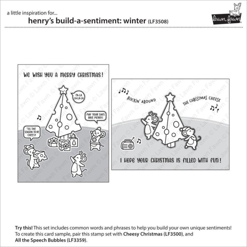 Lawn Fawn - Stempelset "Henry's Build-A-Sentiment: Winter" Clear Stamps