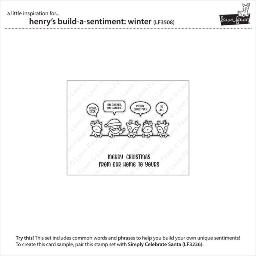 Lawn Fawn - Stempelset "Henry's Build-A-Sentiment: Winter" Clear Stamps