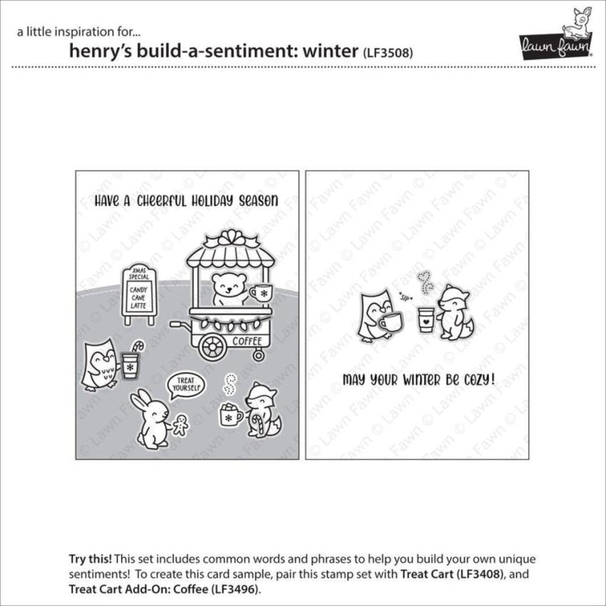 Lawn Fawn - Stempelset "Henry's Build-A-Sentiment: Winter" Clear Stamps