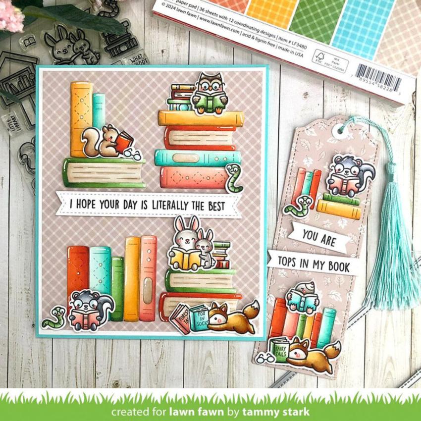 Lawn Fawn - Stempelset "Little Woodland Library" Clear Stamps