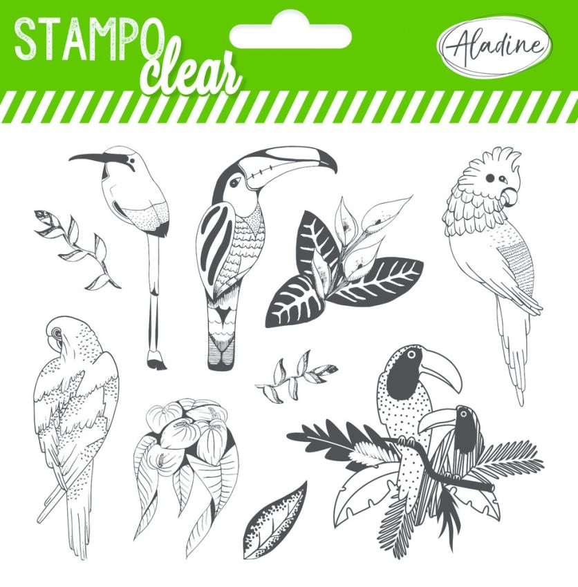 Aladine - Stempelset "Tropical Birds" Clear Stamps