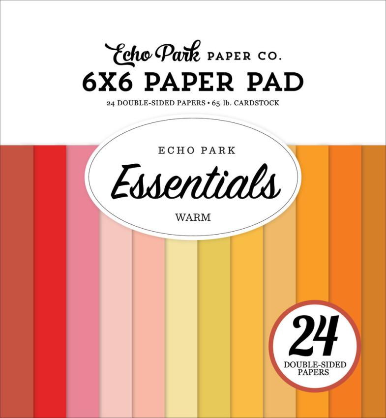 Echo Park - Cardstock "Warm" Essentials Paper 6x6 Inch - 24 Bogen 