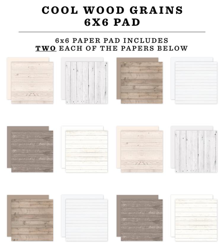 Echo Park - Designpapier "Cool Wood Grains" Paper Pack 6x6 Inch - 24 Bogen