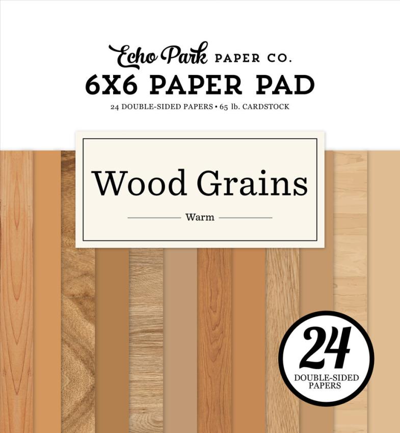 Echo Park - Designpapier "Warm Wood Grains" Paper Pack 6x6 Inch - 24 Bogen