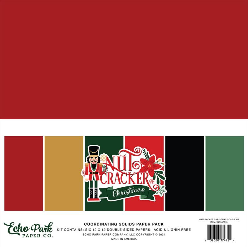 Echo Park - Cardstock "Nutcracker Christmas" Coordinating Solids Paper 12x12 Inch - 6 Bogen 