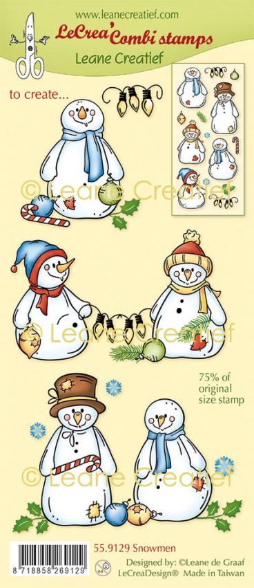 Leane Creatief - Stempelset "Snowmen" LeCrea Combi Clear Stamps