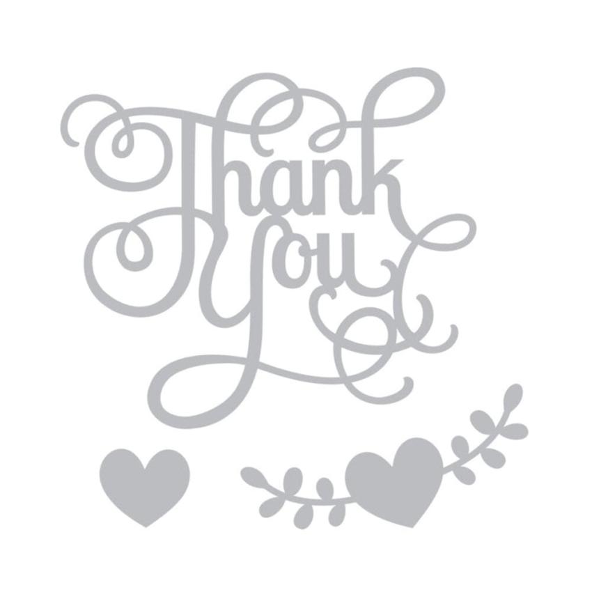 Sizzix - Stanzschablone "Thank You w/Hearts" Thinlits Craft Dies by Jen Long