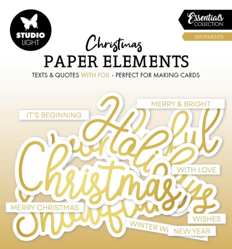 Studio Light - Stanzteile "Christmas" Paper Elements Sentiments Gold Foil 