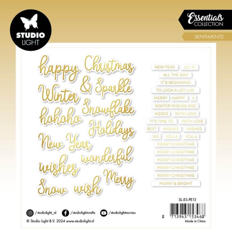 Studio Light - Stanzteile "Christmas" Paper Elements Sentiments Gold Foil 