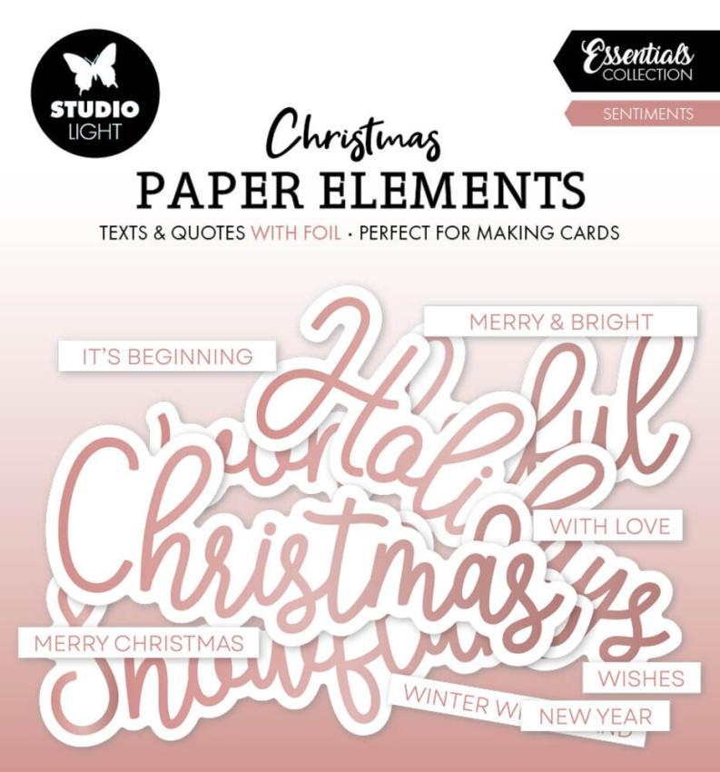 Studio Light - Stanzteile "Christmas" Paper Elements Sentiments Rosegold Foil 