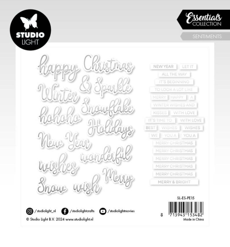 Studio Light - Stanzteile "Christmas" Paper Elements Sentiments Silver Foil 