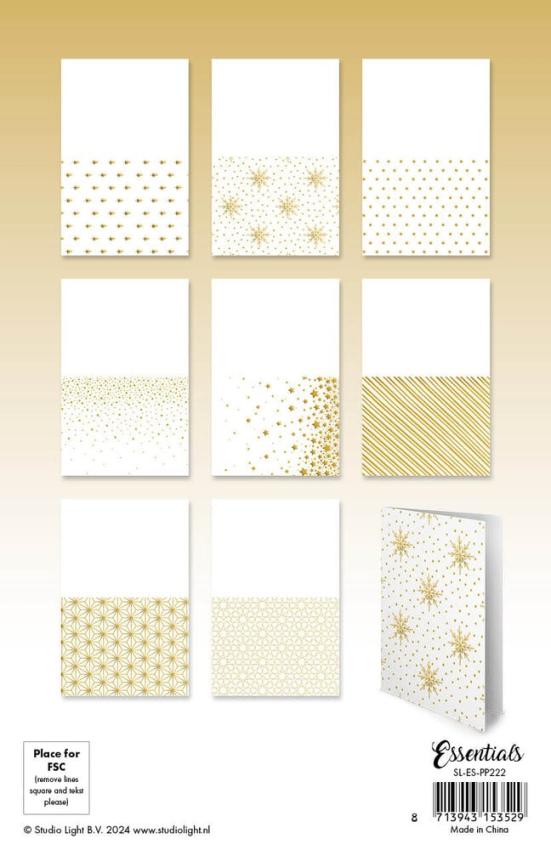 Studio Light - Foliertes Papier "Golden Christmas" Foiled Cards Paper Pad 10,8x14cm - 24 Bogen