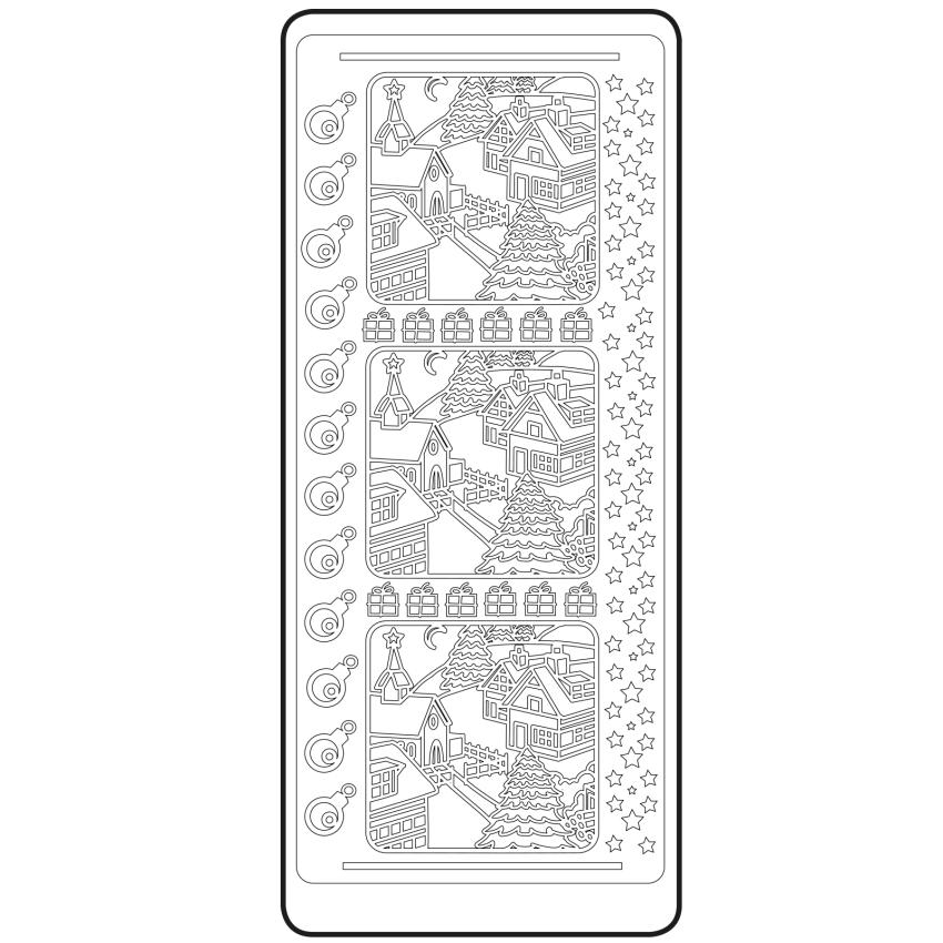 Vaessen Creative - Aufkleber "Silver Christmasscene" Sticker 10x23cm - 10 Bogen