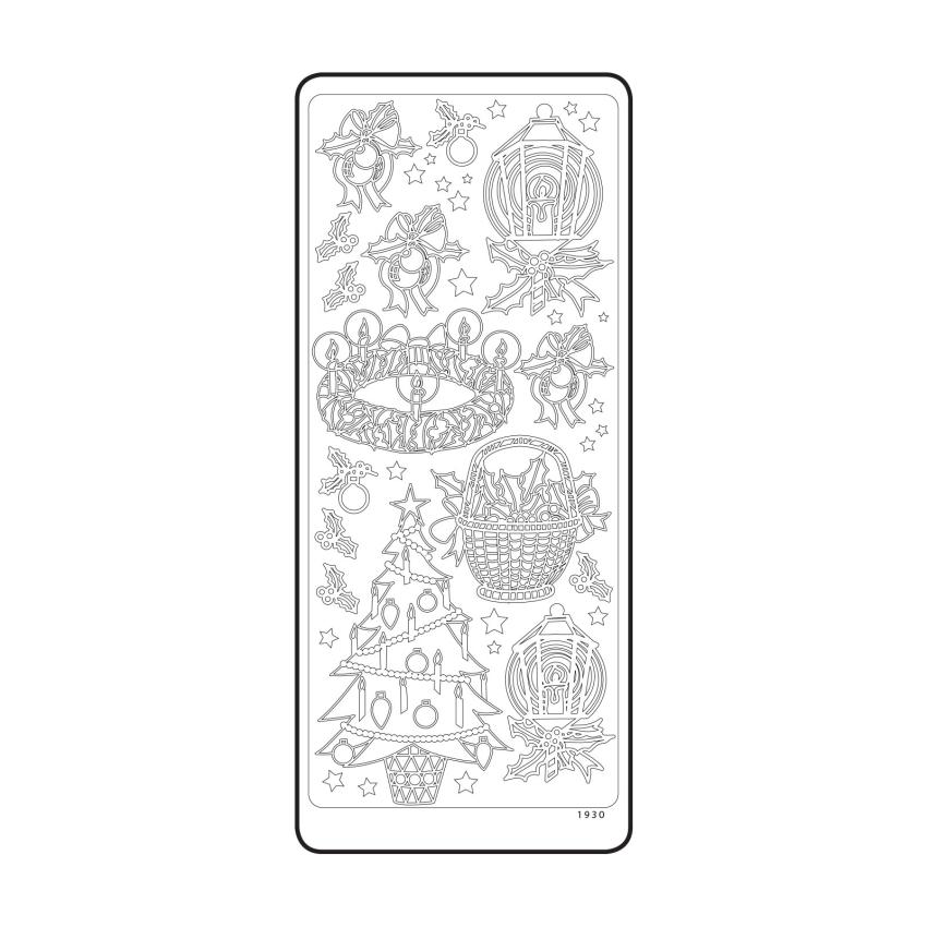 Vaessen Creative - Aufkleber "Silver Christmas Diverse" Sticker 10x23cm - 10 Bogen