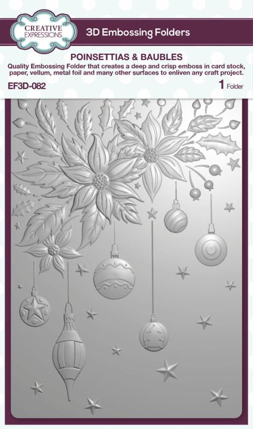 Creative Expressions - 3D Embossingfolder 5x7 Inch "Poinsettias & Baubles" Prägefolder