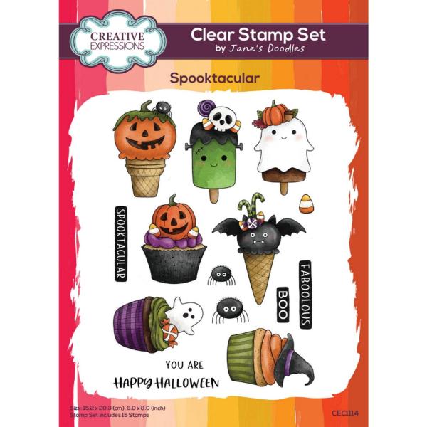 Creative Expressions - Stempelset "Spooktacular" Clear Stamps 15,2x20,3cm Design by Jane's Doodles