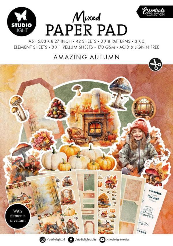 Studio Light - Designpapier A5 "Amazing Autumn" Mixed Paper Pad - 24 Bogen