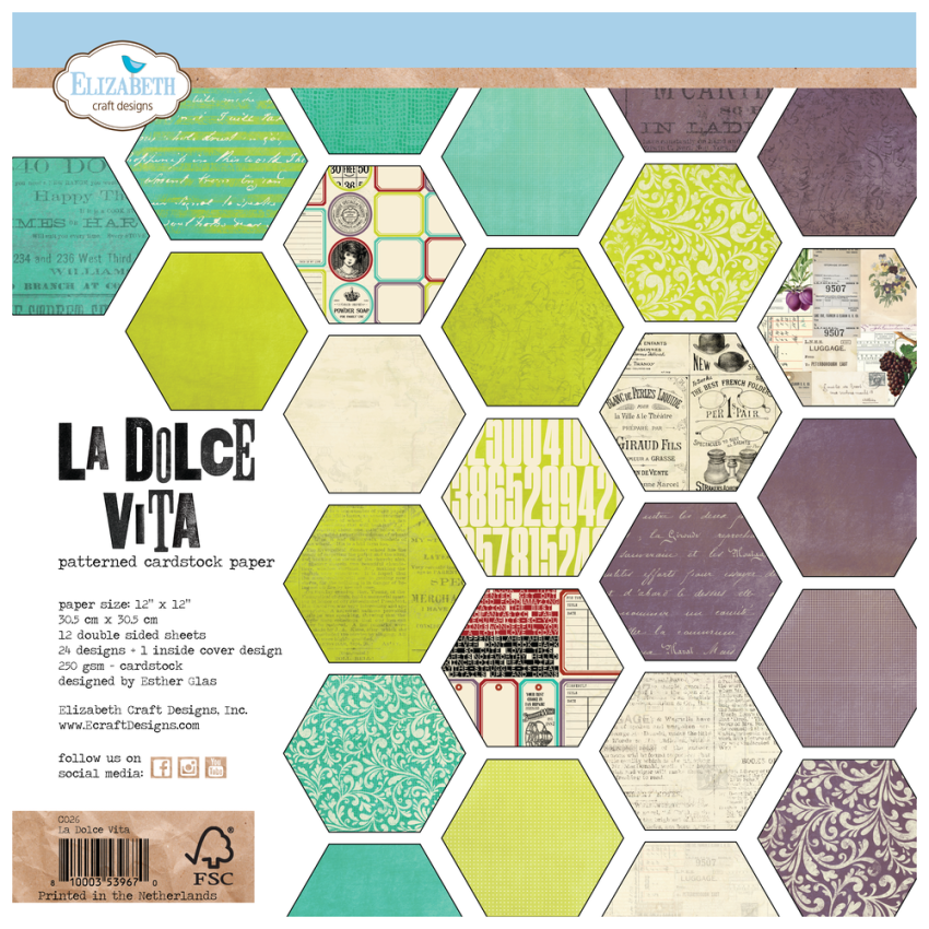 Elizabeth Craft Designs - Designpapier "La Dolce Vita" Paper Pack 12x12 Inch - 12 Bogen