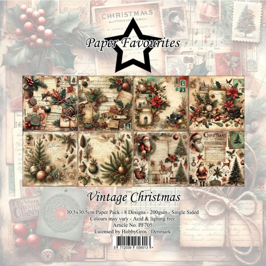 Paper Favourites - Designpapier "Vintage Christmas" Paper Pack 12x12 Inch 8 Bogen