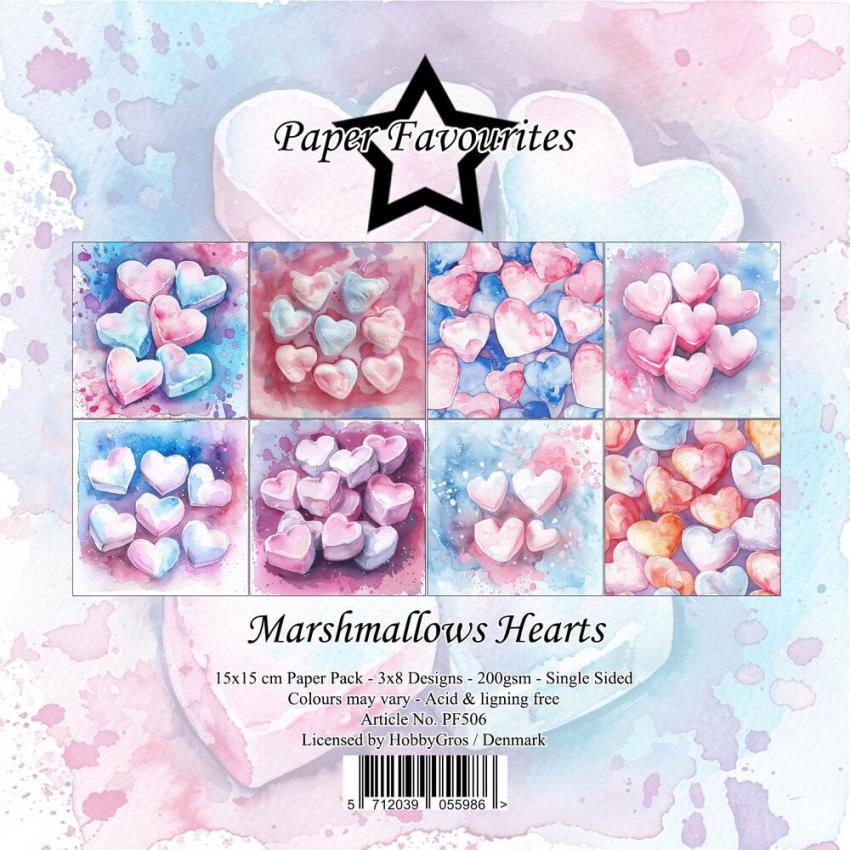 Paper Favourites - Designpapier "Marshmallows Hearts" Paper Pack 6x6 Inch - 24 Bogen