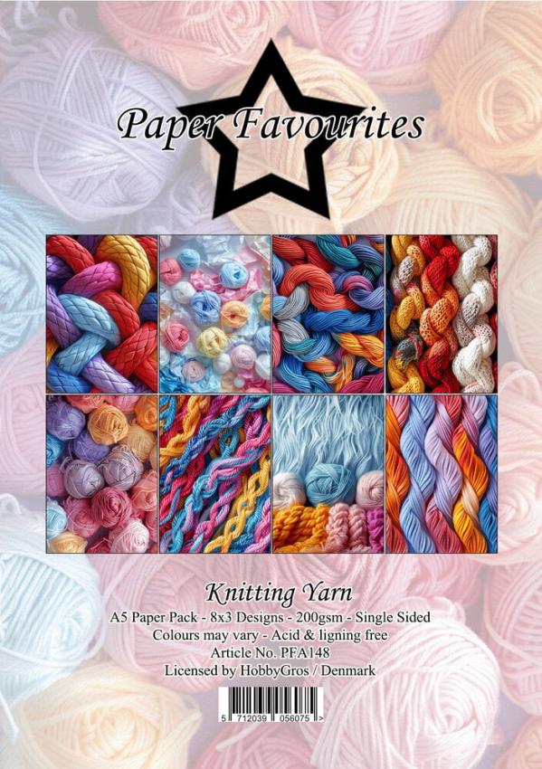 Paper Favourites - Designpapier "Knitting Yarn" Paper Pack A5 - 24 Bogen