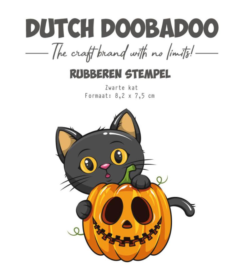 Dutch Doobadoo - Gummistempel "Black Cat" Rubber Stamp 8,2x7,5cm