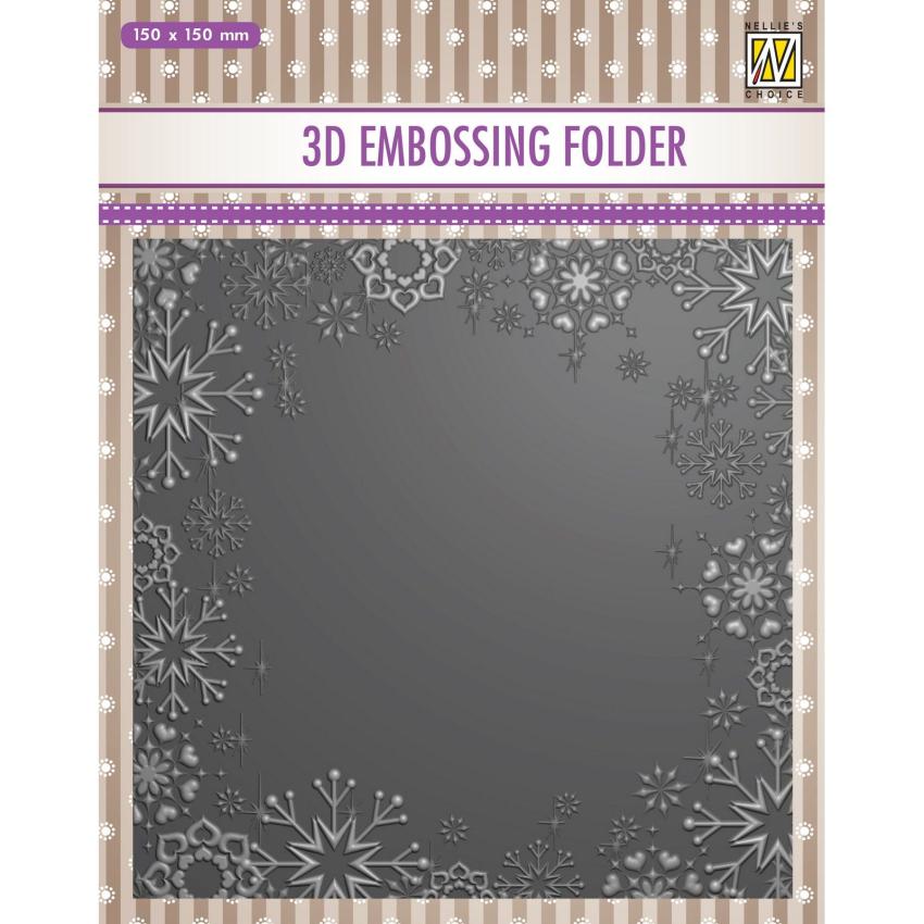 Nellie Snellen - Prägefolder "Snowflake Frame" 3D Embossing Folder 