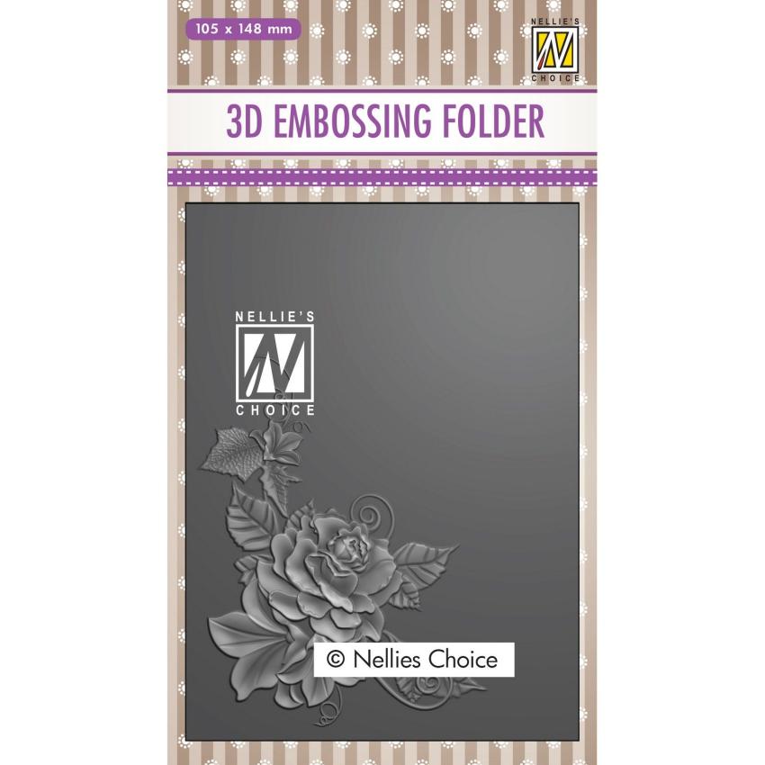 Nellie Snellen - Prägefolder "Rose Corner-2" 3D Embossing Folder 