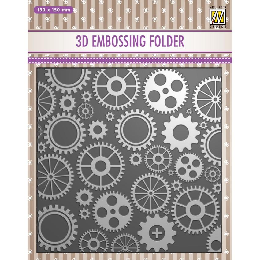 Nellie Snellen - Prägefolder "Cogwheels" 3D Embossing Folder 