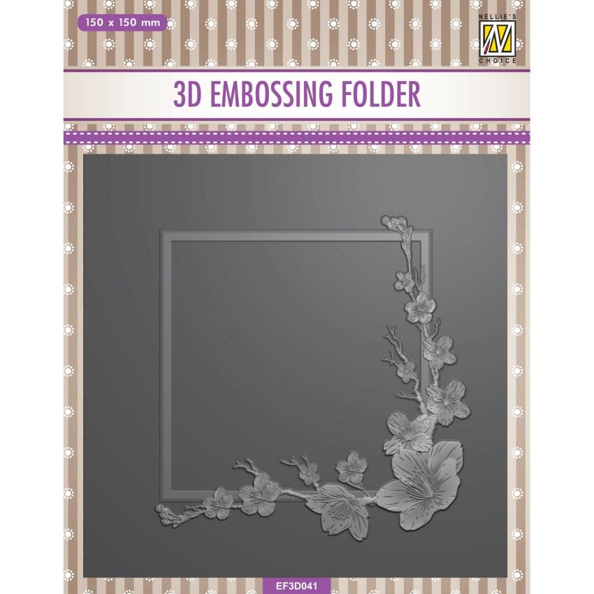 Nellie Snellen - Prägefolder "Square Frame Blossom" 3D Embossing Folder 