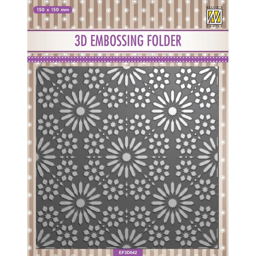 Nellie Snellen - Prägefolder "Square Frame Flower Pattern" 3D Embossing Folder 