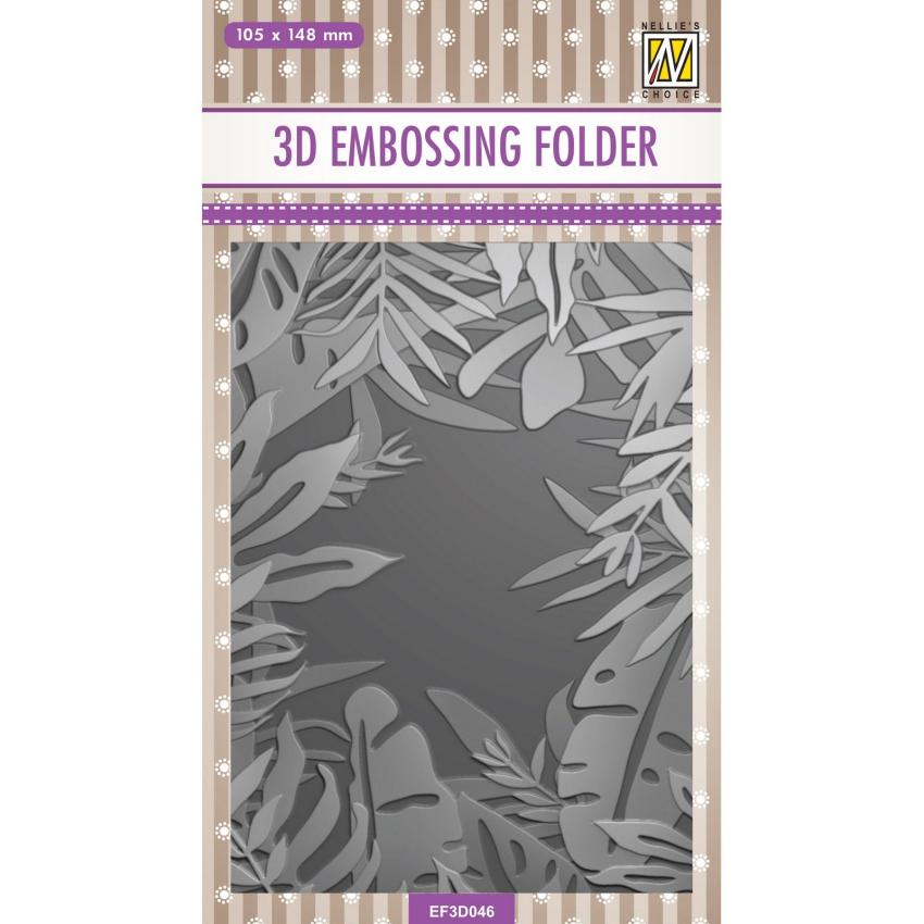 Nellie Snellen - Prägefolder "Frame of Tropical Leaves" 3D Embossing Folder 