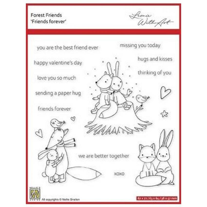 Nellie Snellen - Stempelset "Friends forever" Clear Stamps Forest Friends