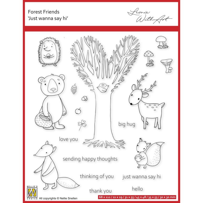 Nellie Snellen - Stempelset "Just Wanna Say Hi" Clear Stamps Forest Friends