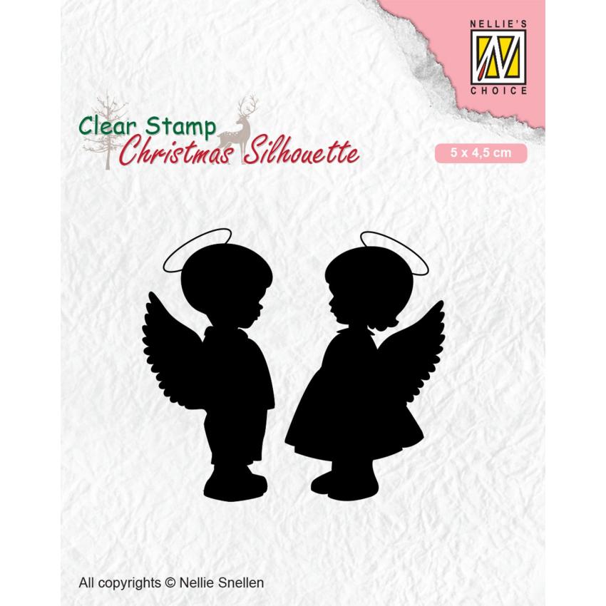 Nellie Snellen - Stempel "Angelgirl and -Boy" Clear Stamps Christmas Silhouette