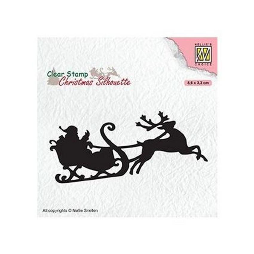 Nellie Snellen - Stempel "Santa Claus with Reindeer Sleight" Clear Stamps Christmas Silhouette