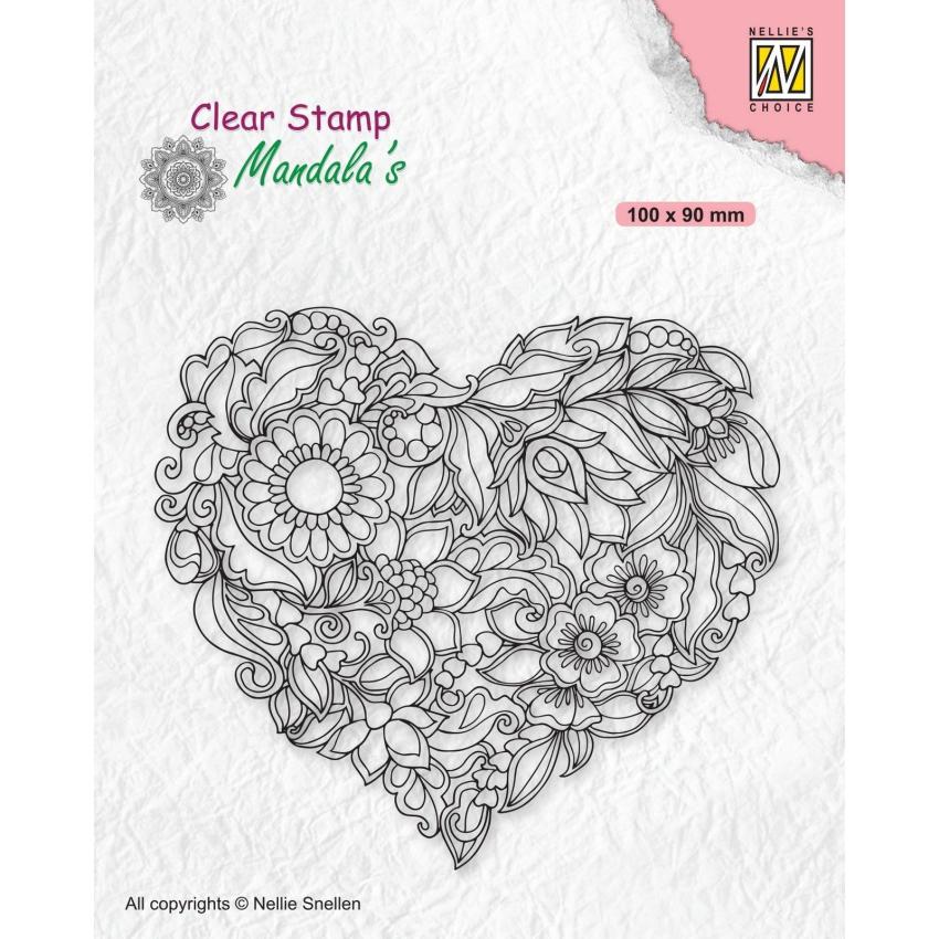 Nellie Snellen - Stempel "Mandala Flower Heart" Clear Stamps Mandala´s