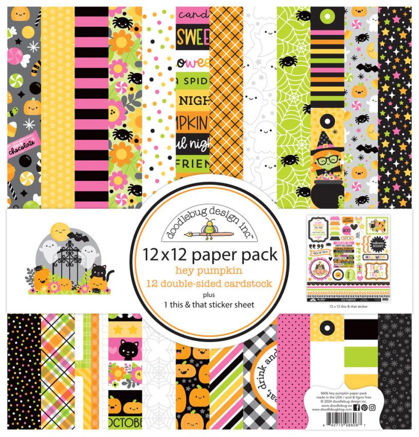 Doodlebug Design - Designpapier  "Hey Pumpkin " Paper Pack 12x12 Inch - 12 Bogen