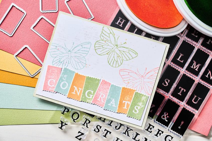 Sizzix - Stanzschablone & Stempelset "Tab Stamp Alpha" Framelits Craft Dies & Clear Stamps by 49 and Market