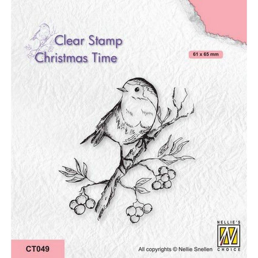 Nellie Snellen - Stempel "Robin on Berrie Branch" Clear Stamps Christmas Time