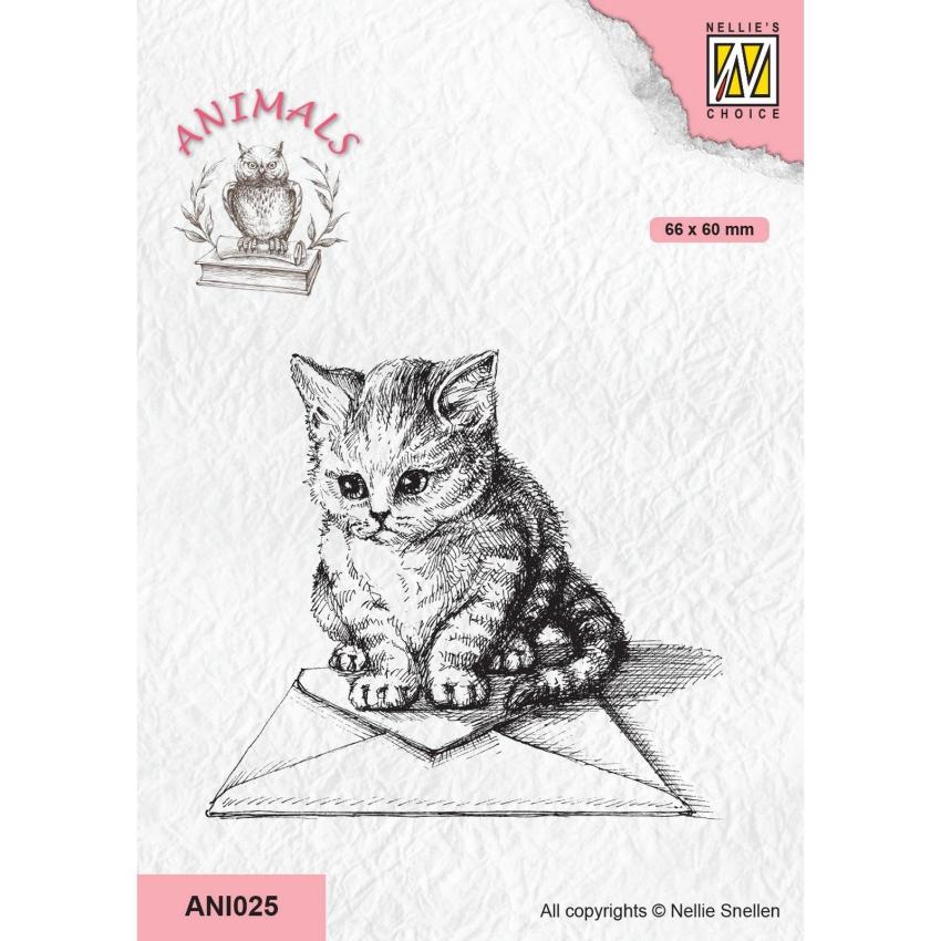 Nellie Snellen - Stempel "Kitten with Envelope" Clear Stamps Animals