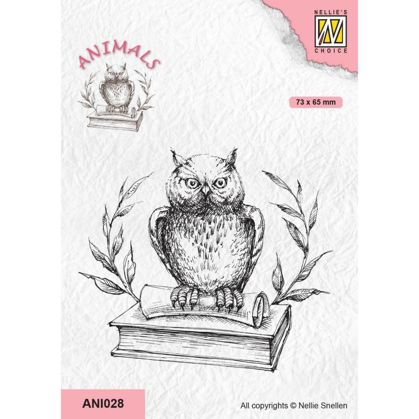 Nellie Snellen - Stempel "Owl on Book" Clear Stamps Animals