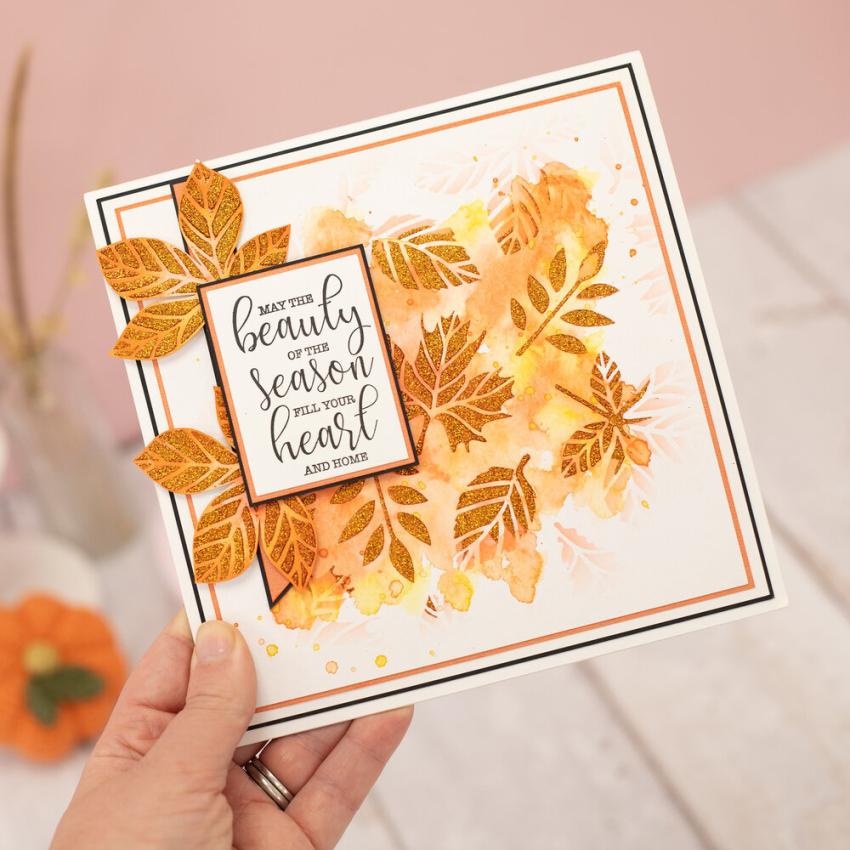 Crafters Companion - Schablone 8,5x8,5 Inch "Golden Fall" Stencil