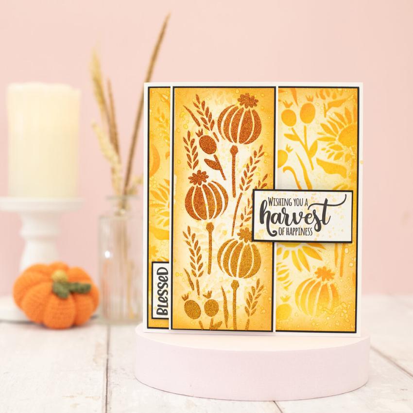 Crafters Companion - Schablone 8,5x8,5 Inch "Harvest Glory" Stencil