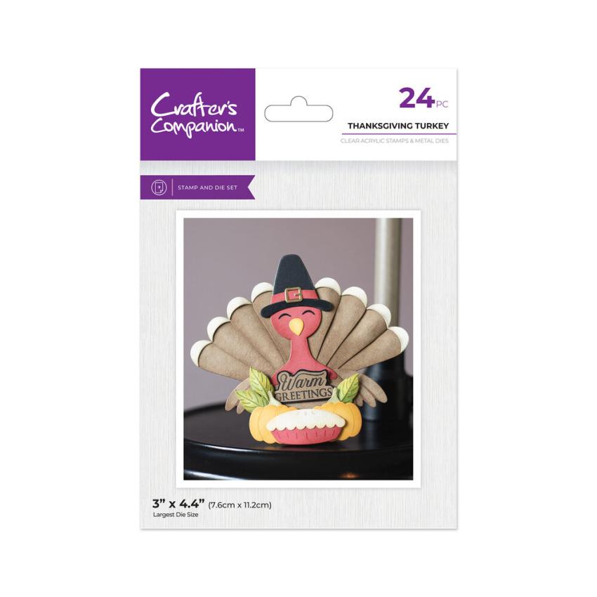 Crafters Companion - Stempelset & Stanzschablone "Thanksgiving Turkey" Stamp & Dies